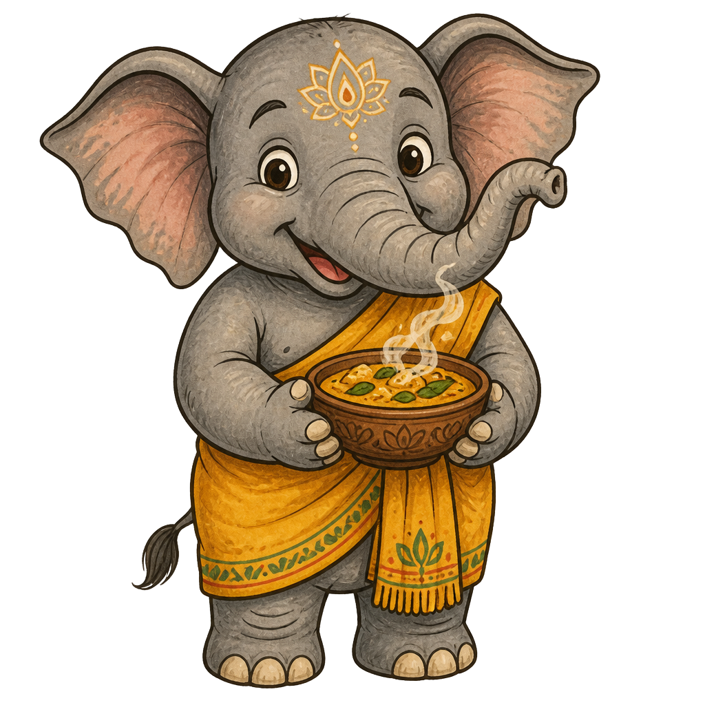 Friendly cartoon elephant mascot